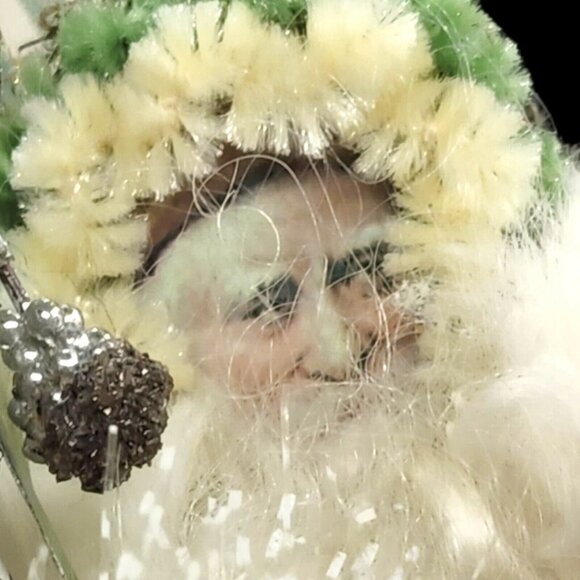 Santa Riding Star Decoration Assemblage Art Artisan Designed Felt Silver Gold - Picture 4 of 11